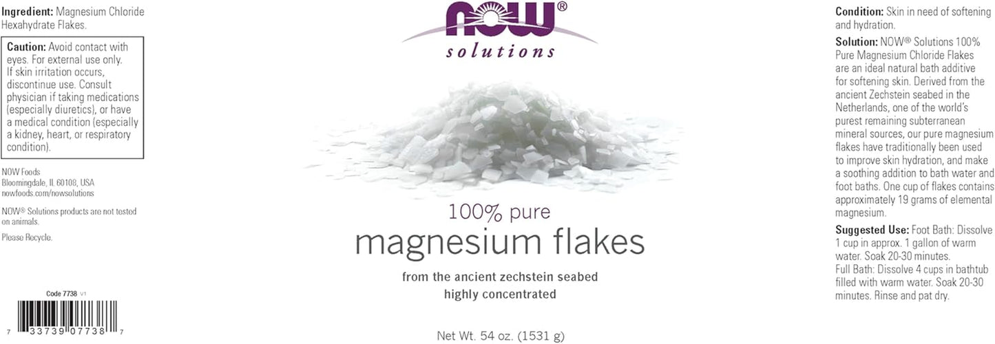 Solutions, Magnesium Flakes, 100% Pure, from the Ancient Zechstein Seabed, Highly Concentrated, 54-Ounce