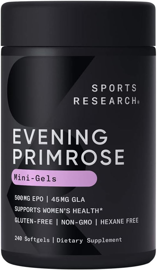 Evening Primrose Oil (500Mg) Cold-Pressed with No Fillers or Artificial Ingredients, Non-Gmo Tested - Gluten & Soy Free (240 Liquid Softgels)