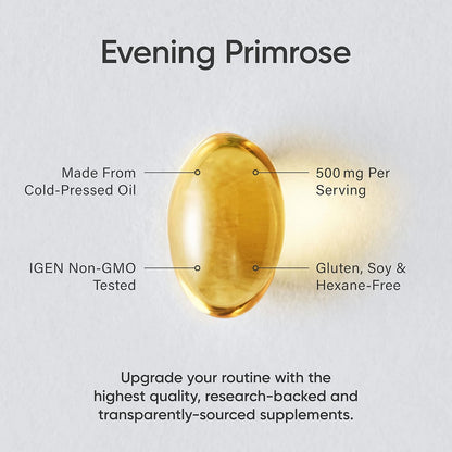 Evening Primrose Oil (500Mg) Cold-Pressed with No Fillers or Artificial Ingredients, Non-Gmo Tested - Gluten & Soy Free (240 Liquid Softgels)