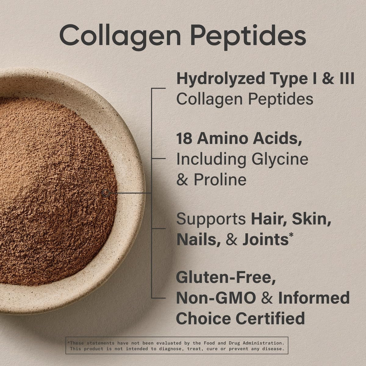 Collagen Peptides - Hydrolyzed Type 1 & 3 Collagen Powder Protein Supplement for Healthy Skin, Nails, & Joints - Easy Mixing Vital Nutrients & Proteins, Collagen for Women & Men