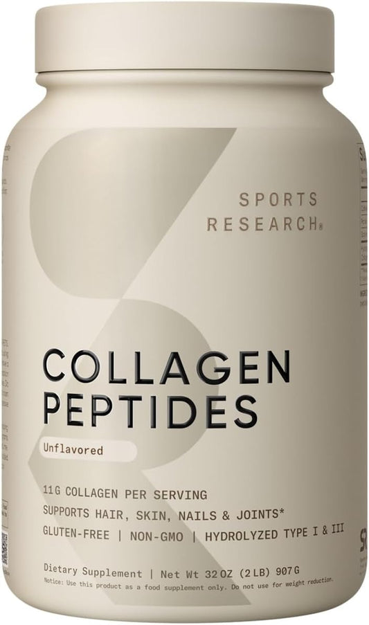 Collagen Peptides - Hydrolyzed Type 1 & 3 Collagen Powder Protein Supplement for Healthy Skin, Nails, & Joints - Easy Mixing Vital Nutrients & Proteins, Collagen for Women & Men