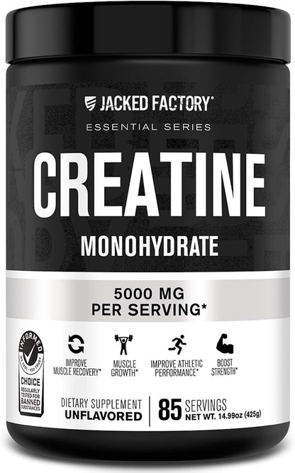 Creatine Monohydrate Powder 425G - Creatine Supplement for Muscle Growth, Increased Strength, Enhanced Energy Output and Improved Athletic Performance 85 Servings, Unflavored