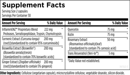 Inflammatone - Turmeric Supplements with Proteolytic Enzymes, Boswellia, Quercetin & Resveratrol (60 Capsules)