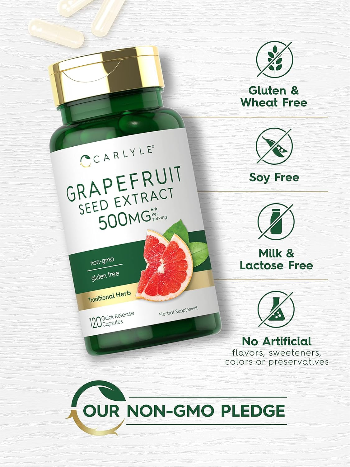 Grapefruit Seed Extract | 500 Mg 120 Capsules | Maximum Strength | Non-Gmo, Gluten Free