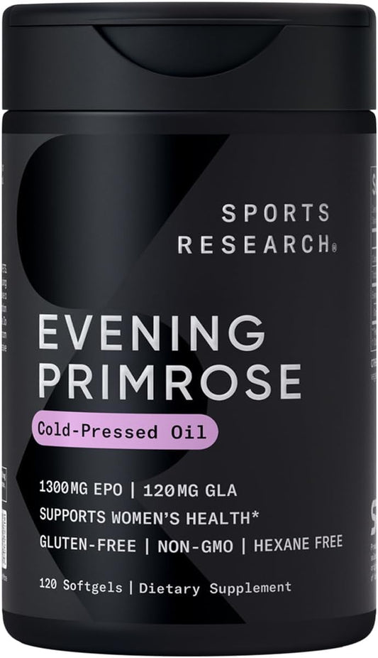 Evening Primrose Supplement from Cold Pressed Oil - Softgels for Women’S Health & Skin Health - Gluten Free & Non-Gmo GLA - High Potency 1300Mg, 120 Count