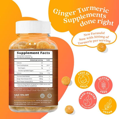 Turmeric Curcumin with Black Pepper & Ginger - 500 Mg of Turmeric and Ginger Supplement for Immune Support, Healthy Skin, and Mobility - Tropical Flavor | 60 Count