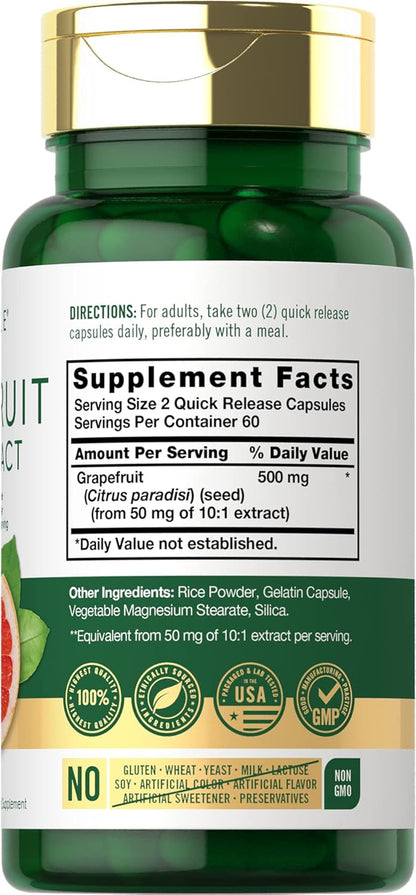 Grapefruit Seed Extract | 500 Mg 120 Capsules | Maximum Strength | Non-Gmo, Gluten Free