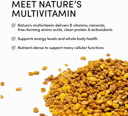 - 100% Raw Bee Pollen Granules, Natural Preserved Enzymes, Source of Vitamin B, Minerals, Amino Acids & Protein - Paleo & Keto Friendly, Gluten Free (5.2 Oz)