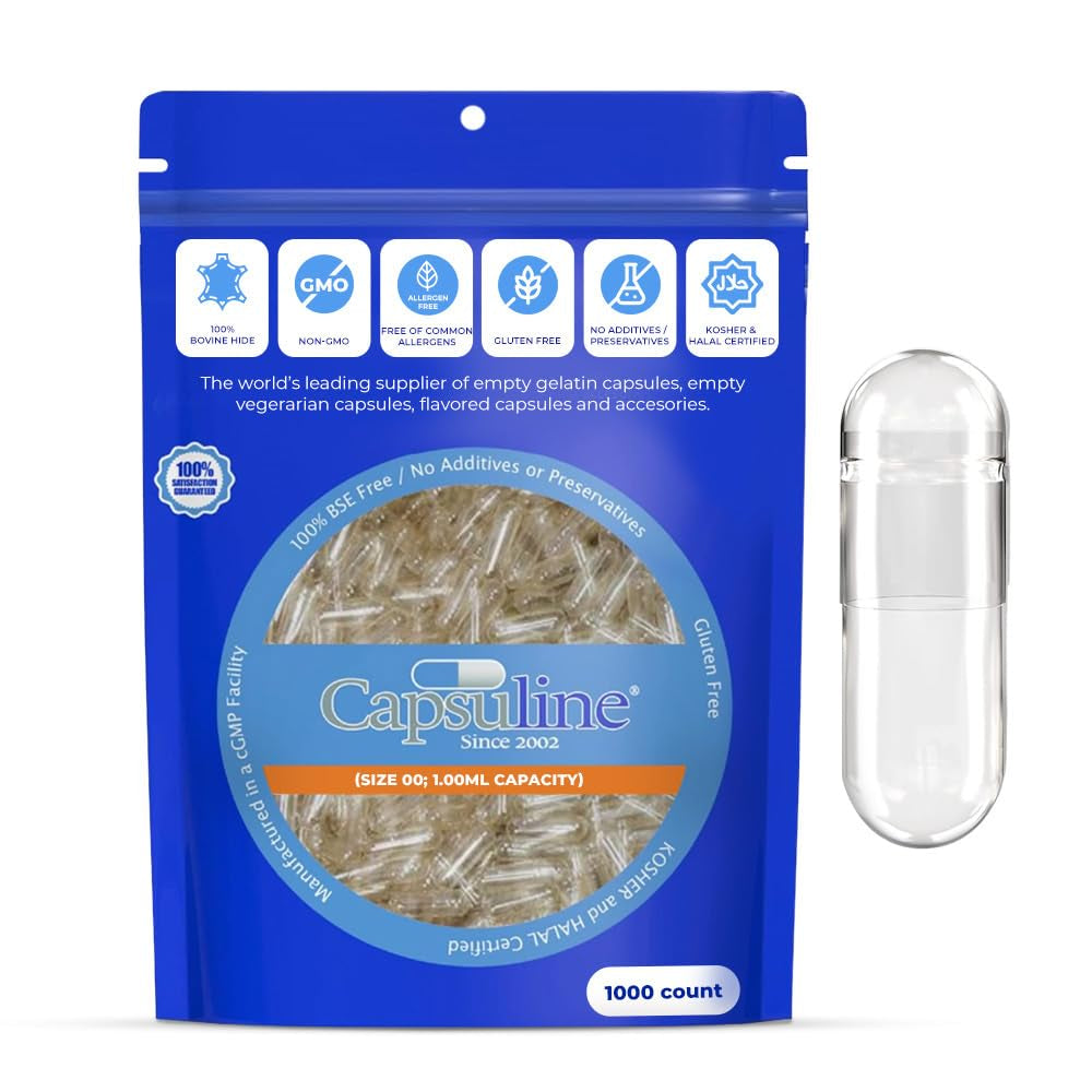 Clear Size 00 Empty Gelatin Capsules by  - 1000 Count - Gelatin Capsules - 1000